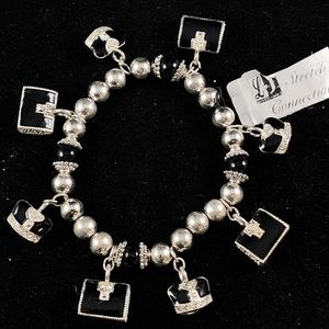 Silver/Onyx Stretch Charm Bracelet